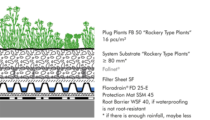 System build-up "Rockery Type Plants"